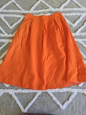 Orange Pleated A-Line Women's Skirt